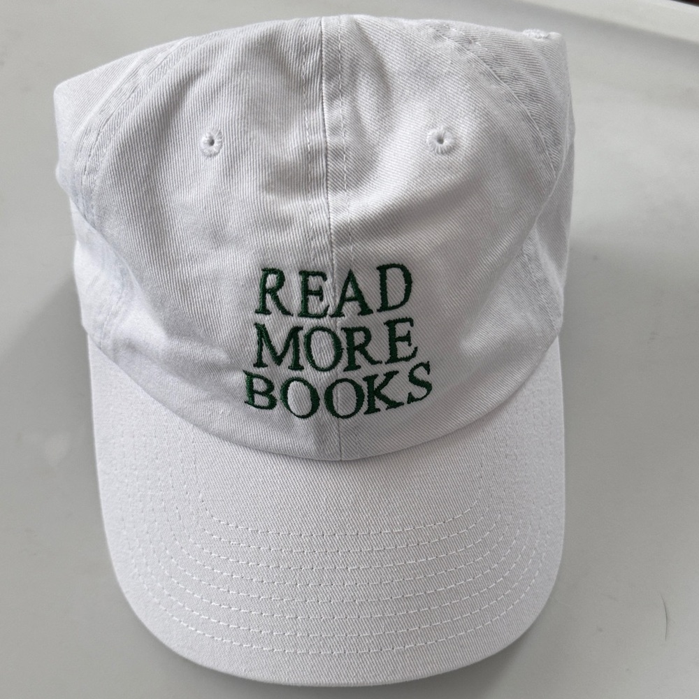 White Cap with Green Embroidery NWOT